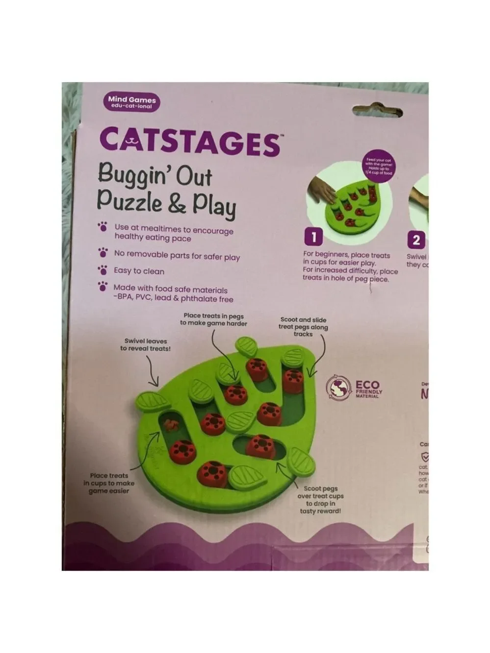 Nina Ottosson Catstages Buggin' Out Interactive Cat Food Puzzle Green/Red